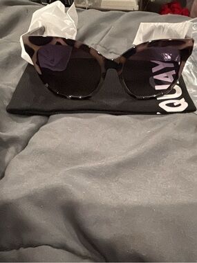 Quay Australia Tortoise Cat-Eye Sunglasses with Dark Lenses